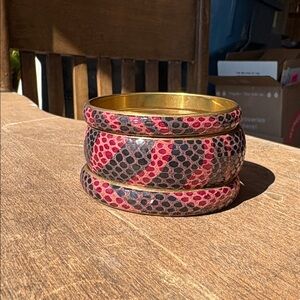 Red and Black Snakeskin Patterned Bangles